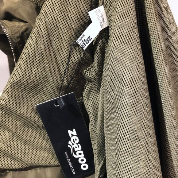 Zeagoo Tunic Anorak Windbreaker Jacket Hooded Olive Green Medium Zipper - Picture 3 of 4